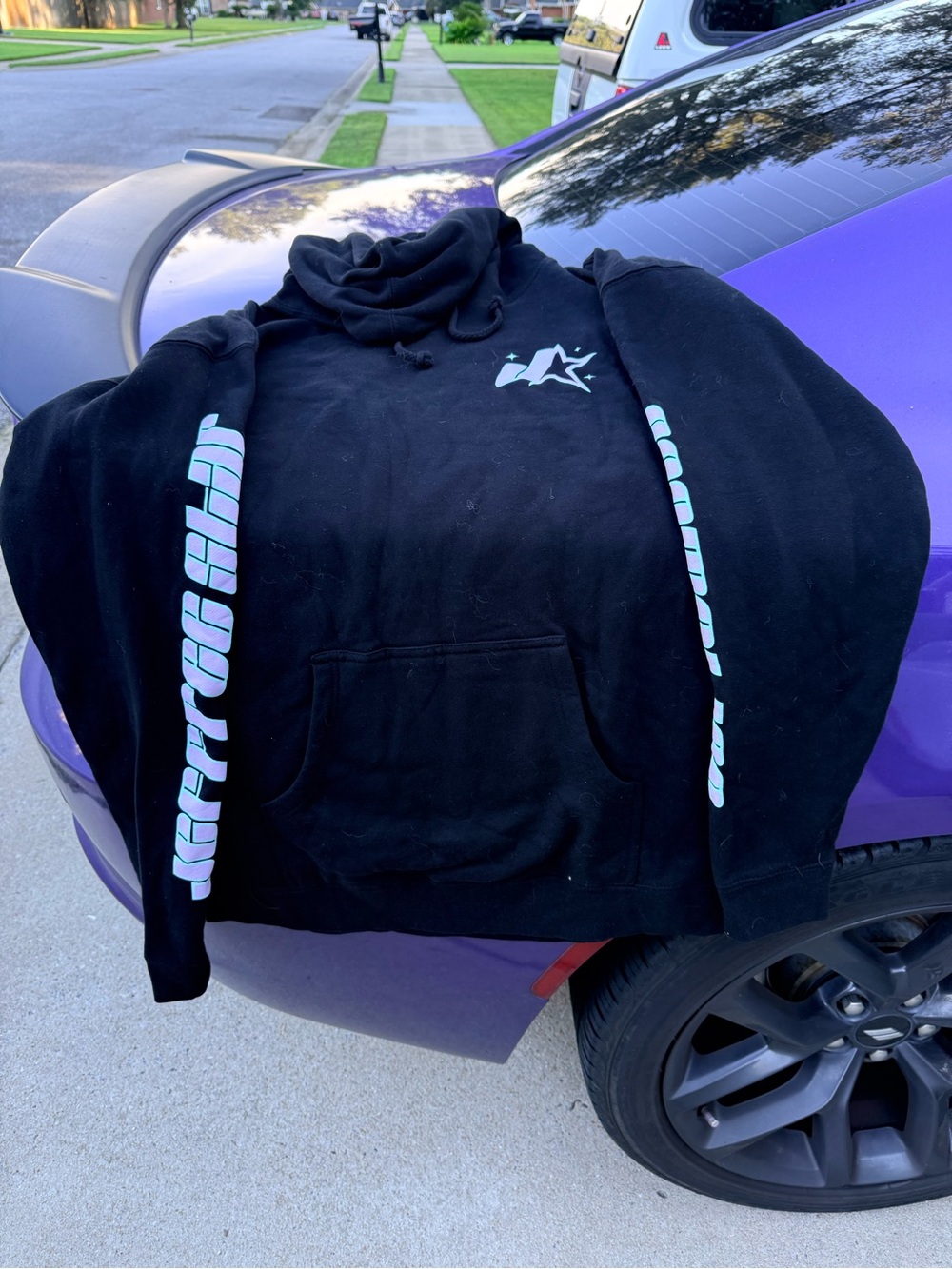 Jeffree Star Black Graphic Pullover Hoodie with Purple and Mint Accent